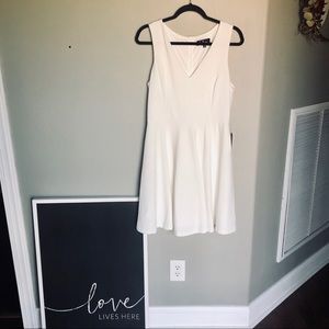 Lulu’s White queen sweep dress